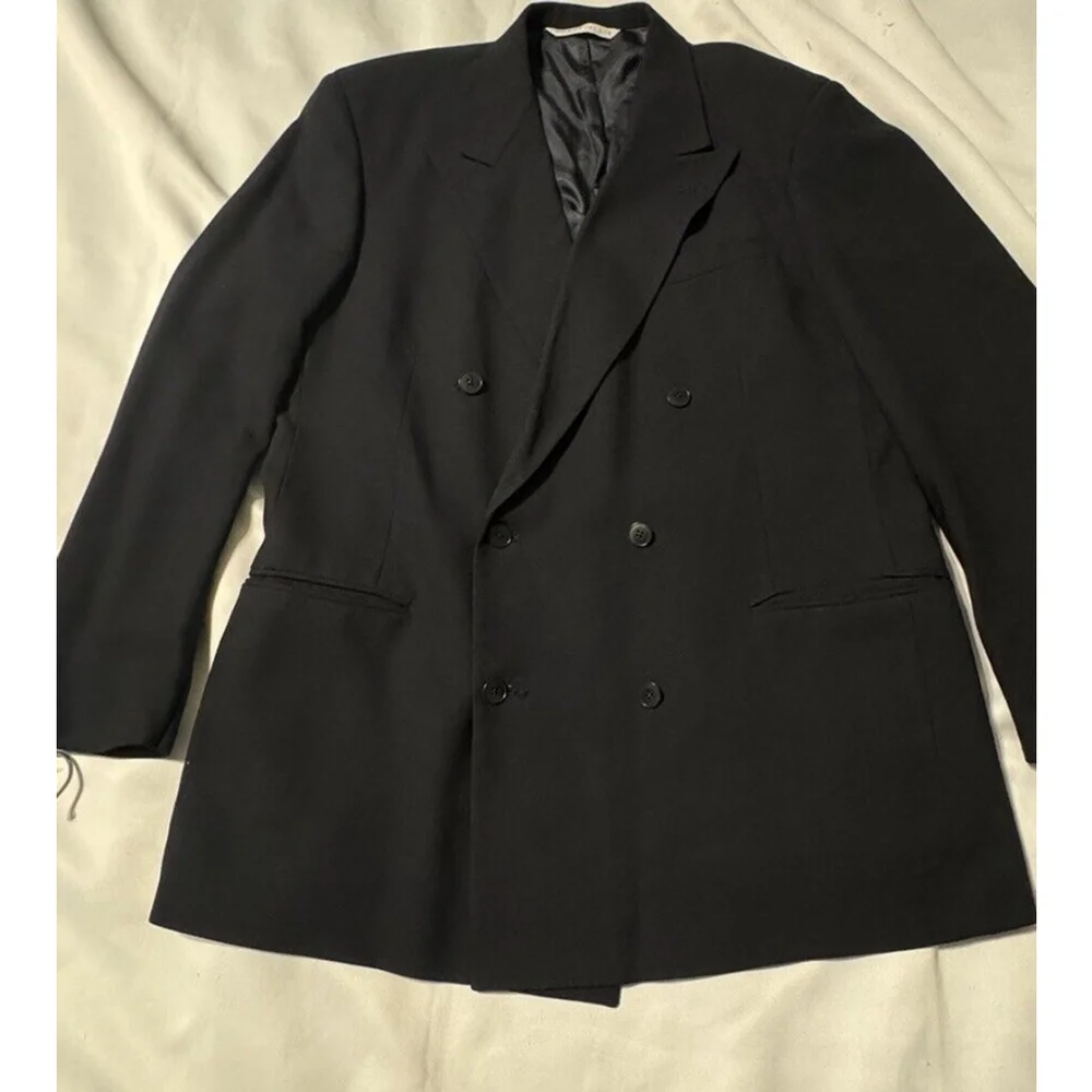 Perry Ellis Vintage Barneys Blazer Button Black Blazer Jacket XL Made In The USA